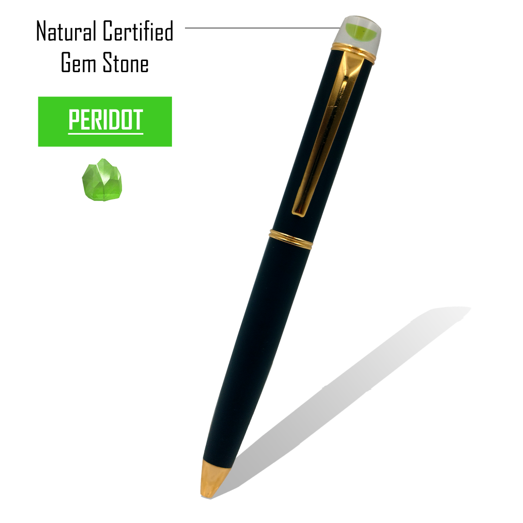 DIAMANTE CERTIFIED NATURAL PERIDOT GEMSTONE PEN